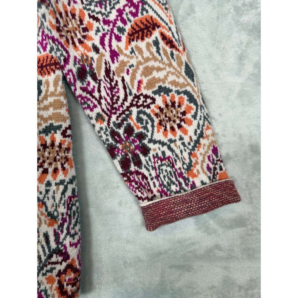 J. Jill Cardigan Sweater Jacket Medium Fall Colors Paisley Knit Blazer - Picture 5 of 12